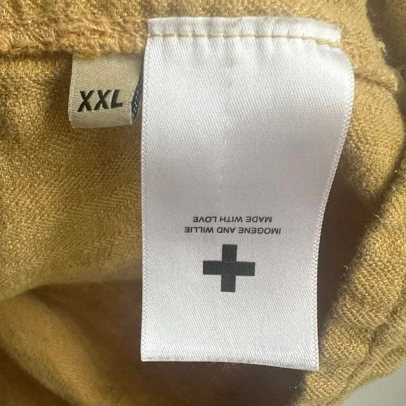 Imogene and Willie Mens Serra XXL Linen Cotton Herringbone Camp Shirt Yellow - Picture 6 of 10